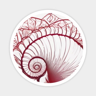 Elegant Red Nautilus Shell Illustration No. 751 Magnet